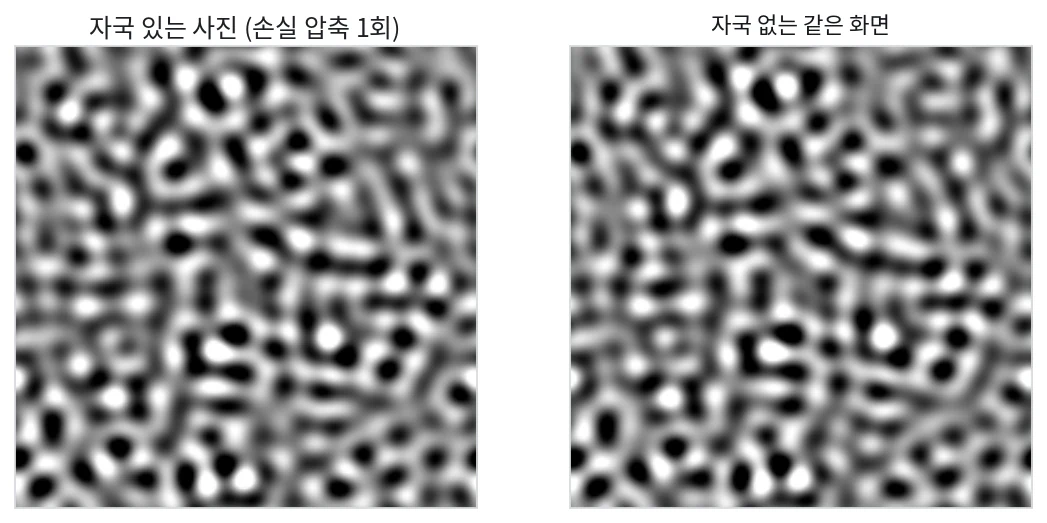 자국 있는 사진과 없는 사진을 각각 접어 쌓은 결과